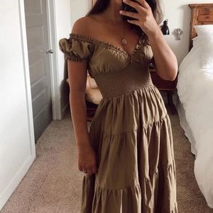 Danielle Bernstein Solid Poplin Beige Dress